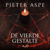 Boekomslag met een brandende kaars op een houten ondergrond met een pentagram. Titel: De Vierde Gestalte.