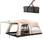Lopoleis® Kampeertent – Familietent tent 5+ personen – Koepeltent – Tunneltent – Waterdicht Oxford doek – Beige – 430x305x200cm