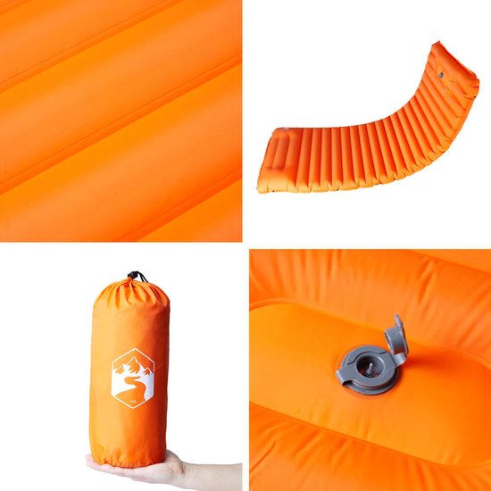 vidaXL - Kampeermatras - met - kussen - zelfopblazend - 1-persoons - oranje van Merkloos — afbeelding 3
