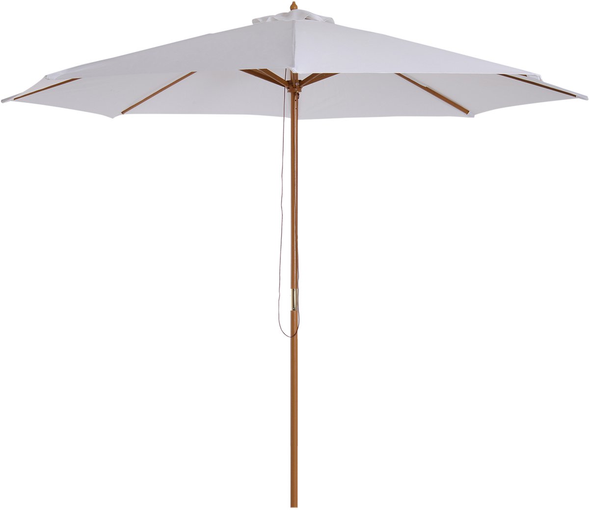 Parasol 300 cm met Houten Parasolstok en Bamboe baleinen - crème