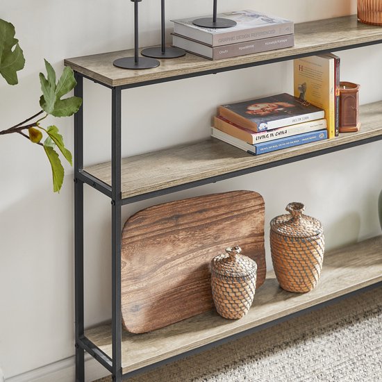 SoBuy FSB49 PZ Consoletafel Entreetafel Dressoir Bijzettafel Met 3 Opbergplanken B120 X D20 H77 Cm Ijzeren Frame Industriele Stijl 659471244
