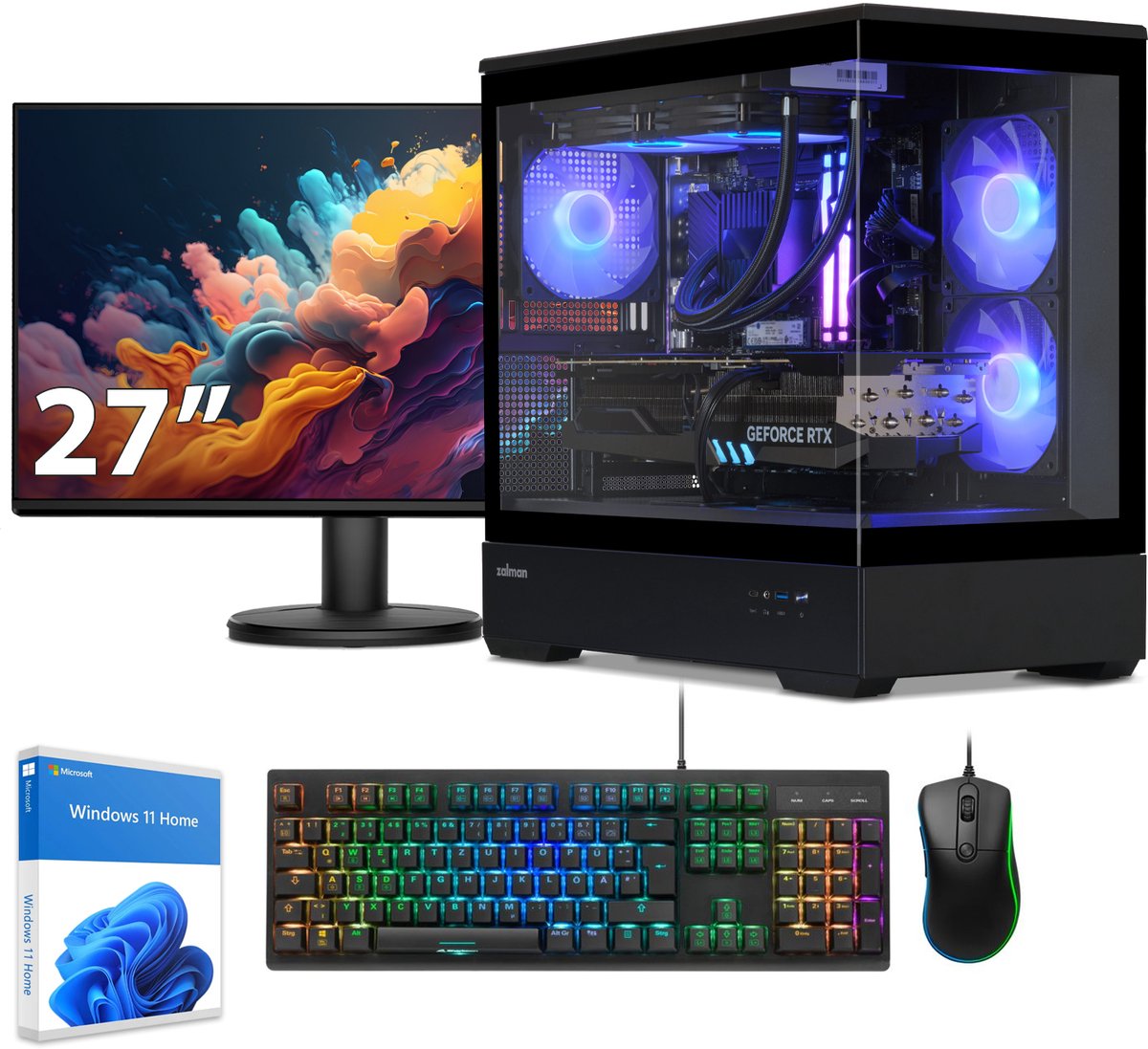 Sedatech Pakket Advanced Gaming PC Waterkoeling Full Vision • Intel i7-12700KF • Geforce RTX4060Ti • 32Gb RAM • 2Tb SSD M.2 • WiFi, USB C • BT • Windows 11 • Desktop computer • Monitor 27''