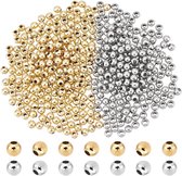 roestvrijstalen kralen 4mm - set van 400 stuks - ronde spacers in 2 kleuren - metalen kralen voor sieraden maken
