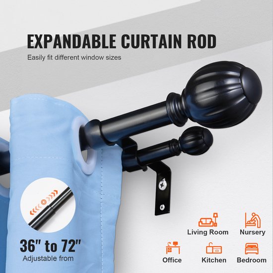 Ycolnaefllr 2.5 cm Diameter Double Curtain Rod Set, Double Curtain Rod Adjustable from 121cm-213cm with Curtain Holders, Double Curtain Rod Set, Warm Gold