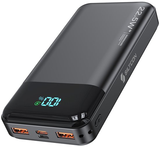 Foto: Siltcon powerbank 30000 mah powerbanks 22 5w snellader usb a usb c led indicatie powerbank iphone geschikt noodpakket universeel geschikt o a ios android incl 22 5w usb c snellaadkabel