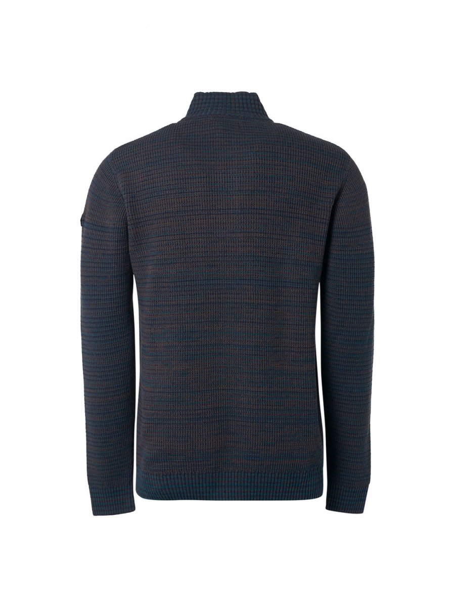 Pullover halve rits + knoop Multi gekleurd jacquard