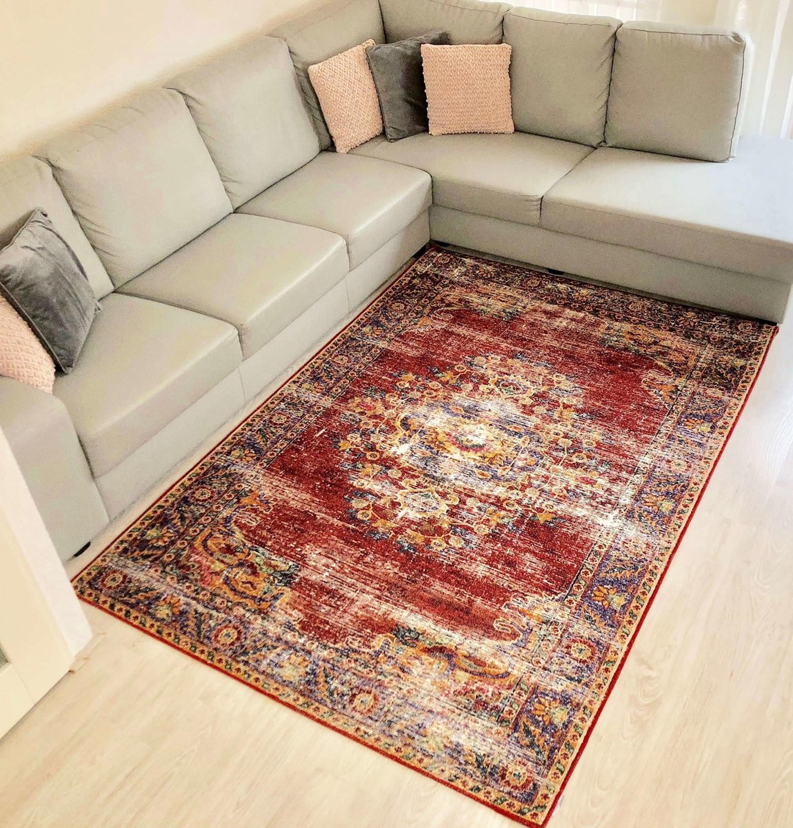 Vintage Marrakech Vloerkleed Zwart / Multi Laagpolig - 80x150 CM | Leen