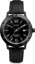 MAX Grandeur 5 MAX768 Horloge met Automatisch Uurwerk - Lederen Band - Zwart - ø 42 mm
