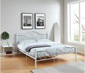 Bed 160 x 200 cm - Metaal - Wit + matras - LEYNA L 162.5 cm x H 103.3 cm x D 209.5 cm