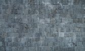 Fotobehang - Vlies Behang - Grijze Stenen Muur - 208 x 146 cm