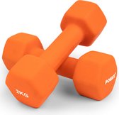 PowrX© Zeshoekige neopreen halters 2 x 2 kg (paar) incl. training - 0,5 - 10 kg - Gewichten voor gymnastiek Halters