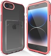 Transparant hoesje geschikt voor iPhone SE 2022 / SE 2020 / 8 / 7 hoesje - Roze / Pink hoesje met pashouder hoesje bumper - Doorzichtig case hoesje met shockproof bumpers