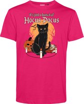 T-shirt Hocus Pocus met kat | Halloween Kostuum Volwassenen | Horror Shirt | Gothic Shirt | Fuchsia | maat XL