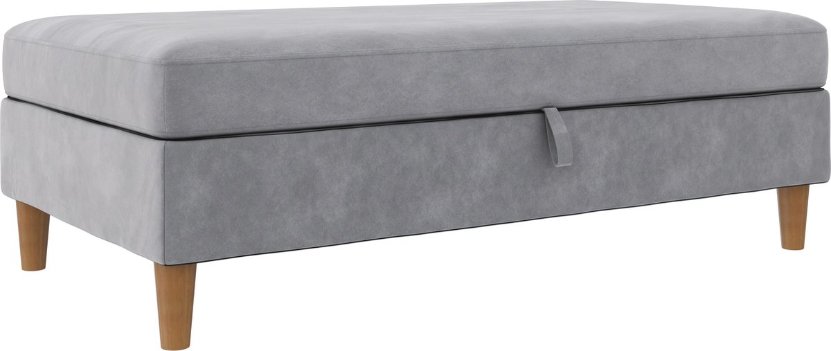 Notio Living Lilly- Opbergpoef Antraciet Fluweel Grijs