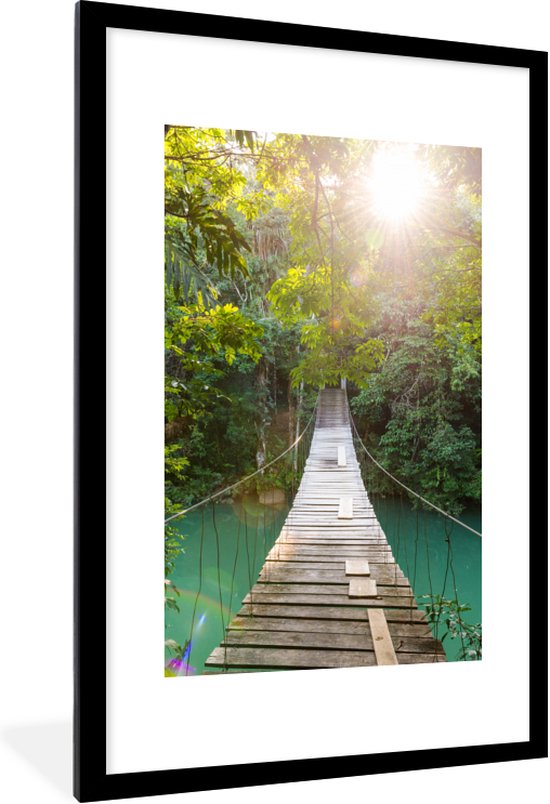 Fotolijst incl. Poster - Jungle - Water - Brug - Natuur - Planten - 80x120  cm -... | bol.com