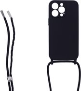 LuxeBass Siliconen hoesje met koord geschikt voor Apple iPhone 13 Pro - Zwart - telefoonhoes - gsm hoes - telefoonhoesje