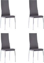 The Living Store eetkamerstoelen set - grijs kunstleer - 54x43x100 cm - stabiel - 4 stoelen