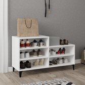 The Living Store Schoenenkast - Bewerkt hout - 102x36x60 cm - Wit