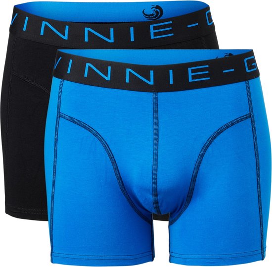 Vinnie-G Boxershorts 2-pack Black /Blue - Maat XXL - Heren Onderbroeken Zwart/Blauw - Geen irritante Labels - Katoen heren ondergoed