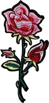 Roos Roze Rood Strijk Embleem Patch 9 cm / 17.8 cm / Roze Rood