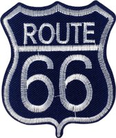 Route 66 Strijk Patch Donker Blauw Wit 6 cm / 7.5 cm / Blauw Wit