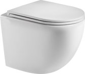 WC suspendu Genova by L' Aqua ovale sans rebord blanc brillant D 49 x L 37 x H 36 cm avec siège à fermeture amortie - PK - WC suspendu - Cuvette WC - avec matériel de montage