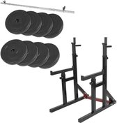 Gorilla Sports Multi Squat Rack + 40 kg halterset - Halterstang met gewichten