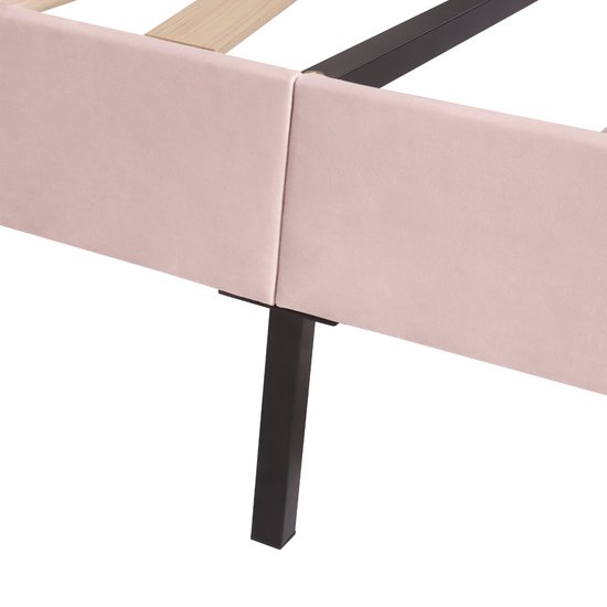 Lit double rembourré Merax - Lit pour 2 personnes avec tête de lit réglable - Rose