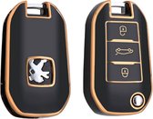 Autosleutel hoesje - TPU Sleutelhoesje - Sleutelcover - Autosleutelhoes - Geschikt voor Citroën -zw-goud- A3Citroën C2, Citroën C3, Citroën C3 Aircross SUV, Citroën C4, Citroën C4, Citroën E-C4 X, Citroën C5, Citroën C5 X, Citroën C5 Aircross, Citroë