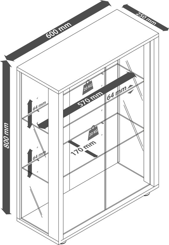 VCM Vitrine en bois vitrine Showcase Collection Sintalo Mirror Vitrine en  bois vitrine