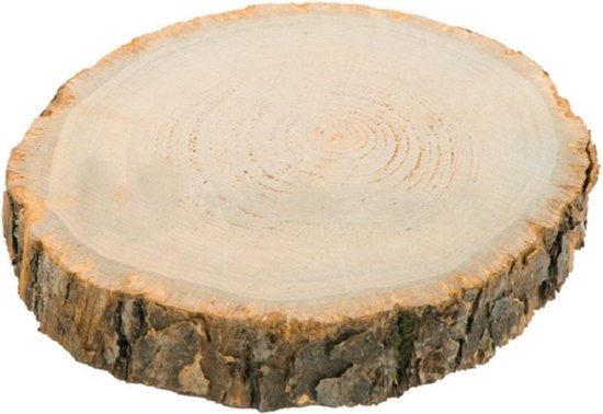 Chaks Kaarsenplateau boomschijf met schors - hout - D26 x H4 cm - rond - Onderborden