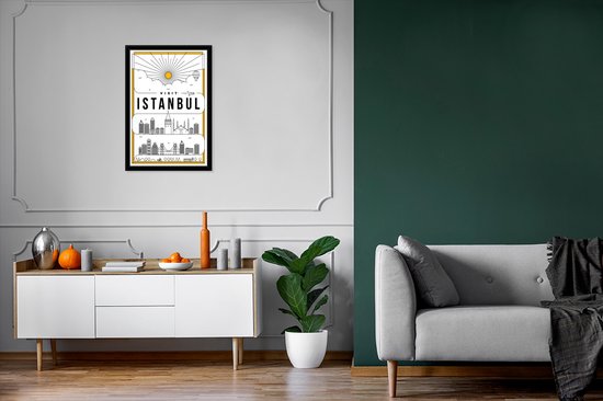 Photo encadrée - Vue ville Istanbul - Cadre photo blanc noir sans passe partout 40x60 cm - Affiche encadrée (Décoration murale salon / chambre)