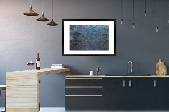 Cadre photo avec affiche - Rouille - Aqua - Blauw - 90x60 cm - Cadre pour affiche