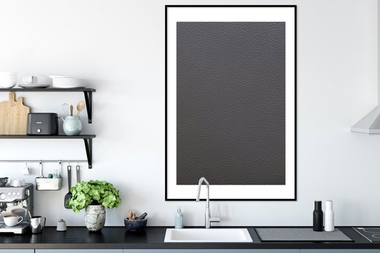 Fotolijst incl. Poster - Leer - Structuur - Lederlook - Grijs - 80x120 cm - Posterlijst - Kerstversiering - Kerstdecoratie voor binnen - Kerstmis