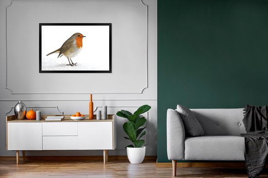 Affiche avec cadre Robin - Neige - Wit - 90x60 cm