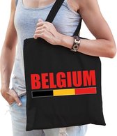 Katoenen Belgie supporter tasje Belgium zwart - 10 liter - Belgische supporter cadeautas