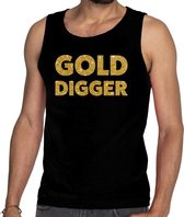 Gouden golddigger glitter tanktop / mouwloos shirt zwart heren S