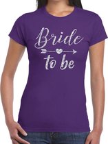 Bride to be Cupido zilver glitter t-shirt paars dames XS