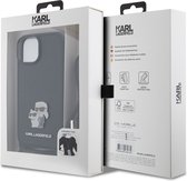 iPhone 15 Plus Backcase hoesje - Karl Lagerfeld - Effen Zwart - Kunstleer