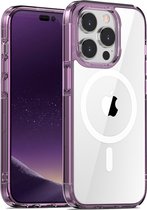 Mobiq - Schokbestendige MagSafe Case iPhone 15 Pro - transparant/paars