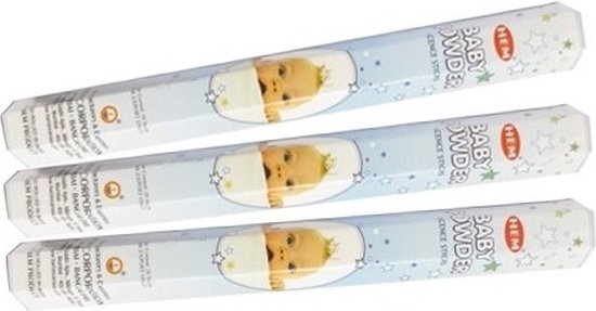 Hem Wierook stokjes - Baby Powder - 3x pakje met 20 stokjes - Yoga/meditatie