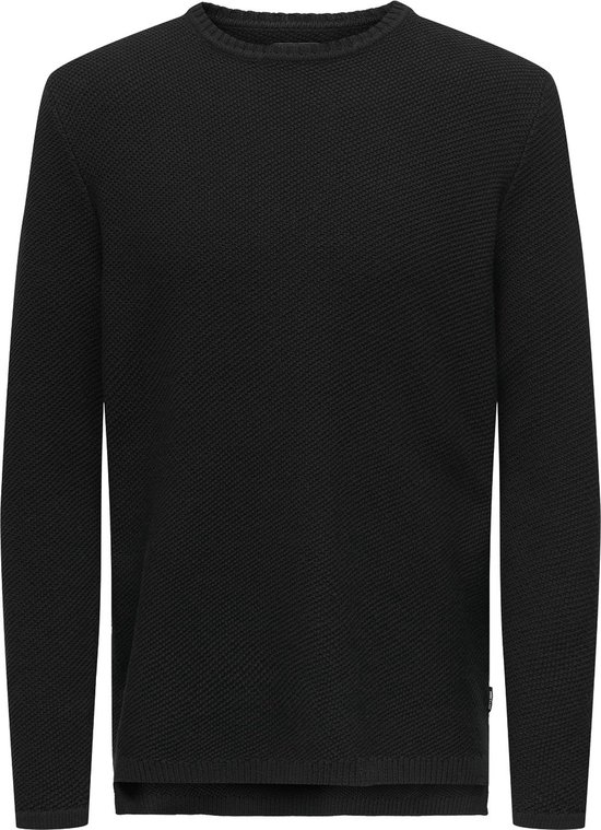 Pull homme - Onsdan life - Only & Sons- Zwart- Structure - Col rond - Manches longues - Taille S