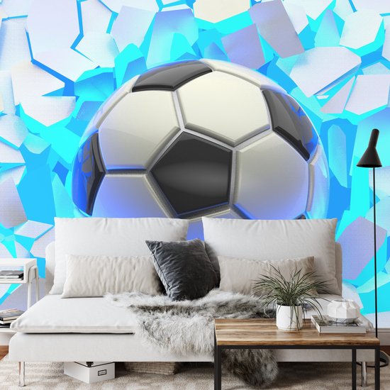 ToF Behang sport voetbal op blauwe achtergrond | ToF behang aan je muur