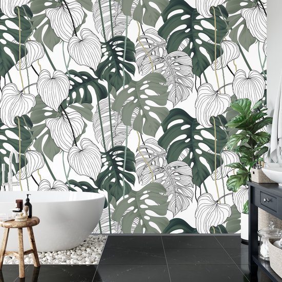 Fotobehang Monstera Bladeren - Vliesbehang - 450 x 300 cm
