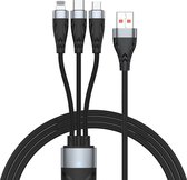 Multi oplader kabel USB 3.0 naar USB-C / Micro-USB / 8-pin (lightning) - snelladen - adapter voor o.a. iPhone en Samsung - 2 meter - zwart - Provium