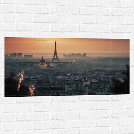 Muursticker - Eiffeltoren - Parijs - Stad - Gebouw - 100x50 cm Foto op Muursticker