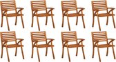 The Living Store Tuinstoelenset - Acaciahout - 59 x 59 x 87 cm - Set van 8 stoelen