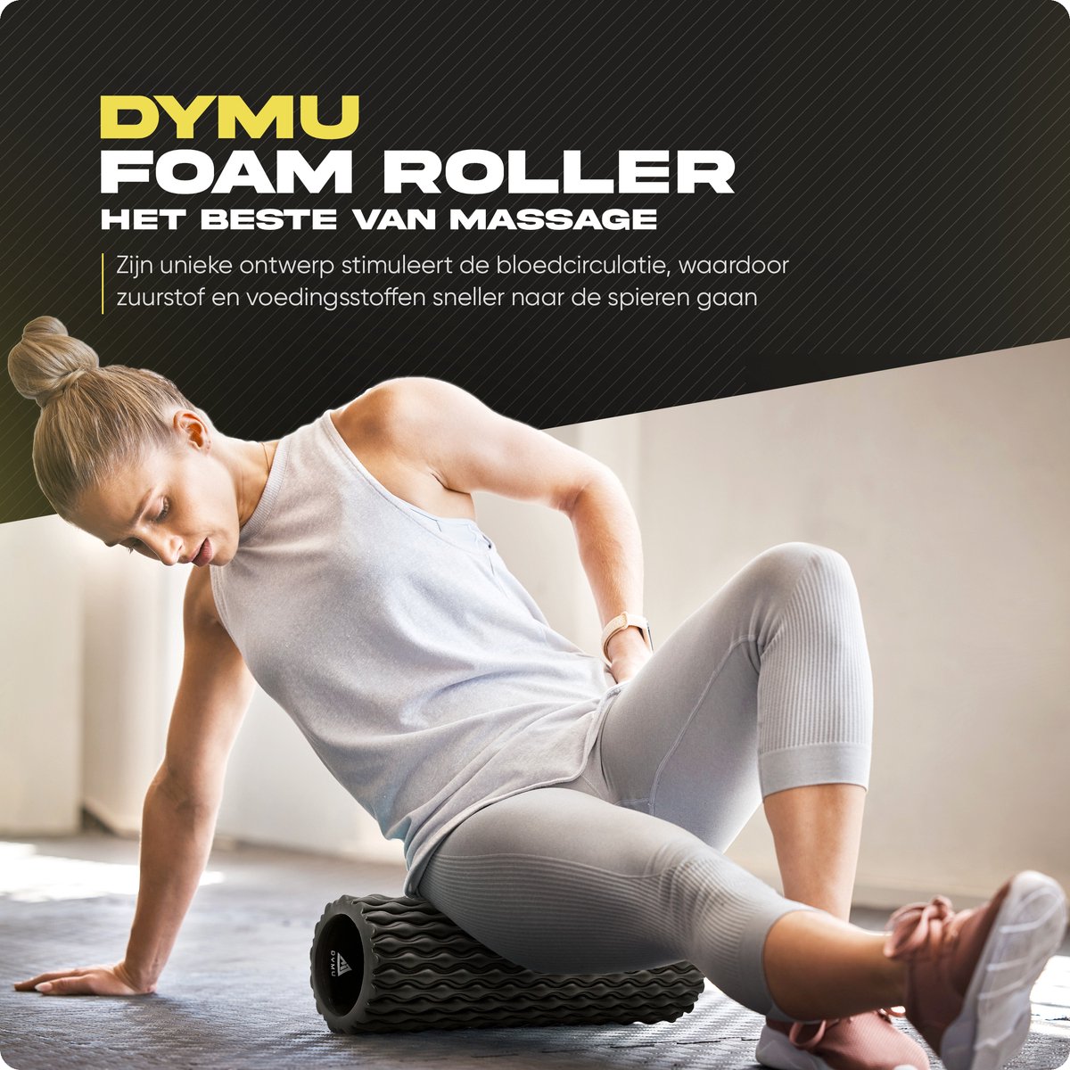 Dymu Foam Roller - Extra groot 45 cm, Zwarte Massage Roller voor Triggerpoint, Yoga & Spierherstel - Lacrosse Bal & Foamroller thumbnail 2