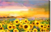 Painting King - Tableau sur toile Un champ avec des tournesols tels que peints - 30 x 20 cm
