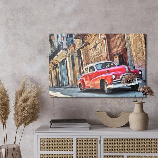 schilderijkoning-canvas-schilderij-retro-auto-en-architectuur-30-x